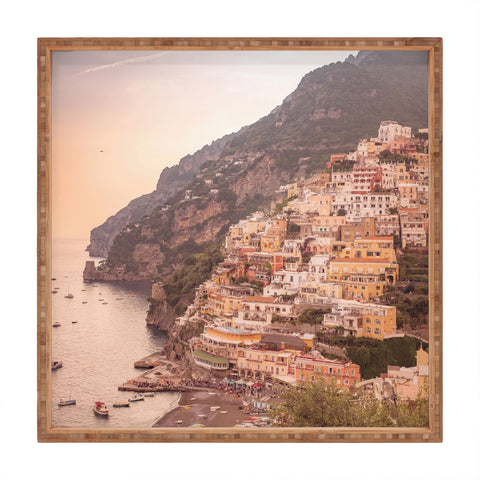 Ninasclicks Positano at sunset Amalfi Coast Square Tray