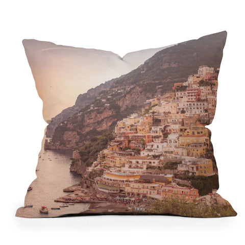 Ninasclicks Positano at sunset Amalfi Coast Throw Pillow