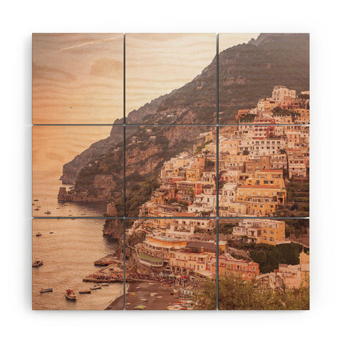 Ninasclicks Positano at sunset Amalfi Coast Wood Wall Mural