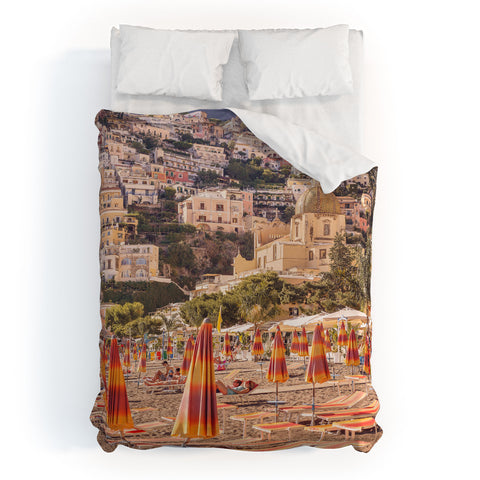 Ninasclicks Positano from the beach Duvet Cover