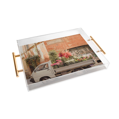 Ninasclicks Rome cute van with lots of flowers Acrylic Tray