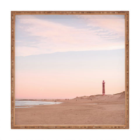 Ninasclicks The beach and the lighthouse Square Tray