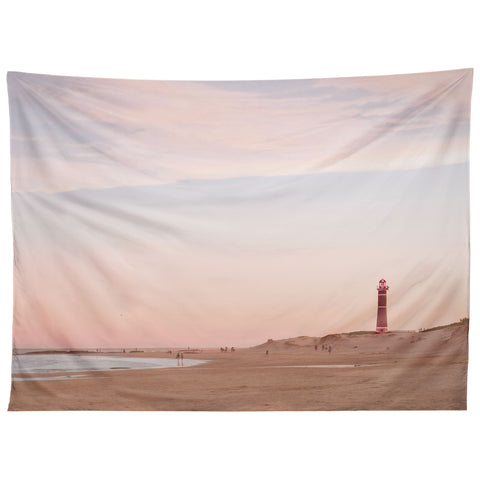 Ninasclicks The beach and the lighthouse Tapestry