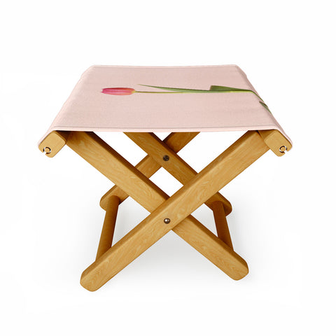 Ninasclicks The pink tulip Floral Folding Stool
