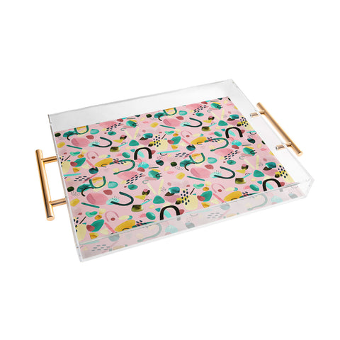 Ninola Design Abstract geo shapes Flower Acrylic Tray