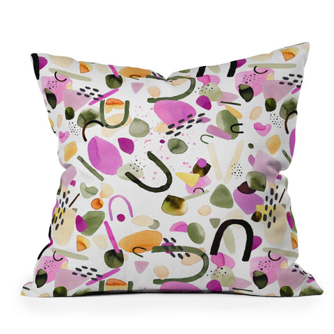 Ninola Design Abstract geo shapes Pink Outdoor Throw Pillow