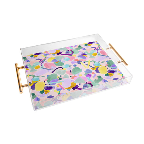 Ninola Design Abstract geometry dream Purple pink Acrylic Tray