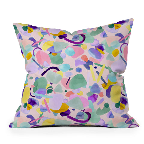 Ninola Design Abstract geometry dream Purple pink Outdoor Throw Pillow