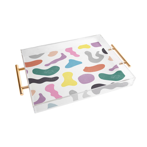 Ninola Design Abstract Memphis Shapes Red Acrylic Tray