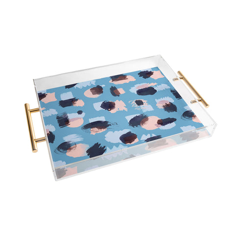 Ninola Design Abstract stains blue Acrylic Tray
