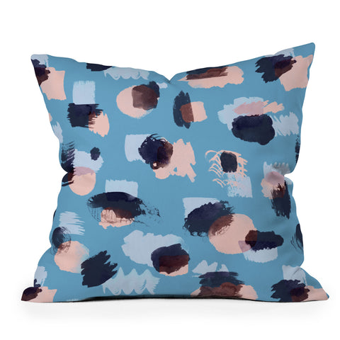 Ninola Design Abstract stains blue Outdoor Throw Pillow