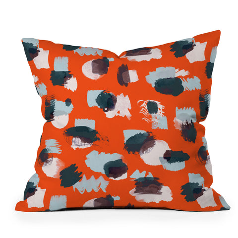 Ninola Design Abstract stains painting red Outdoor Throw Pillow