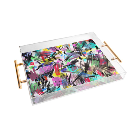 Ninola Design Abstract Wild strokes Primary Colors Acrylic Tray