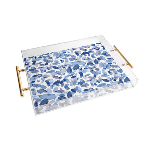 Ninola Design Abstract wintery petals blue Acrylic Tray