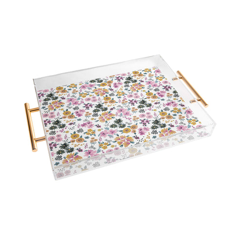 Ninola Design Artful little flowers summer Acrylic Tray