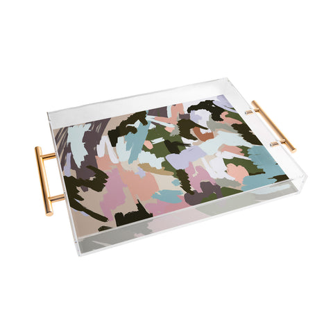 Ninola Design Artistic Landscape Pink Green Acrylic Tray