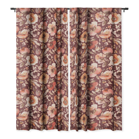 Ninola Design Artistic poppies Autumn Dark Red Blackout Non Repeat