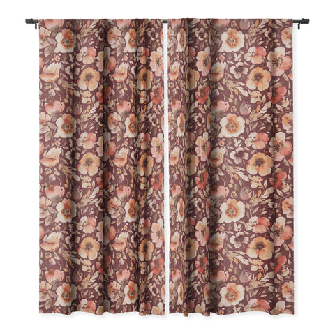 Ninola Design Artistic poppies Autumn Dark Red Blackout Window Curtain