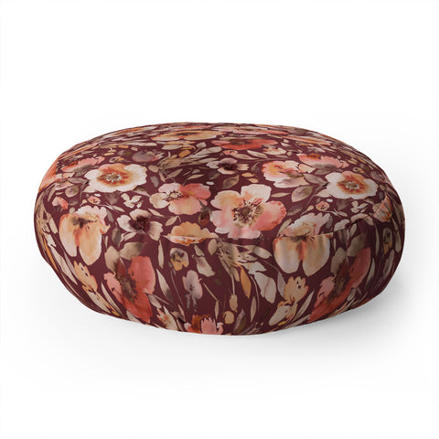 Ninola Design Artistic poppies Autumn Dark Red Floor Pillow Round