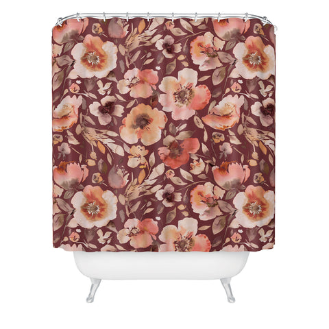 Ninola Design Artistic poppies Autumn Dark Red Shower Curtain