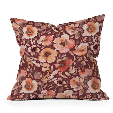 Ninola Design Artistic poppies Autumn Dark Red Throw Pillow