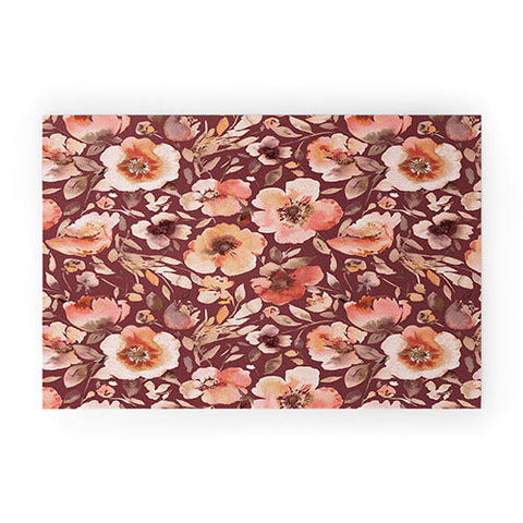 Ninola Design Artistic poppies Autumn Dark Red Welcome Mat