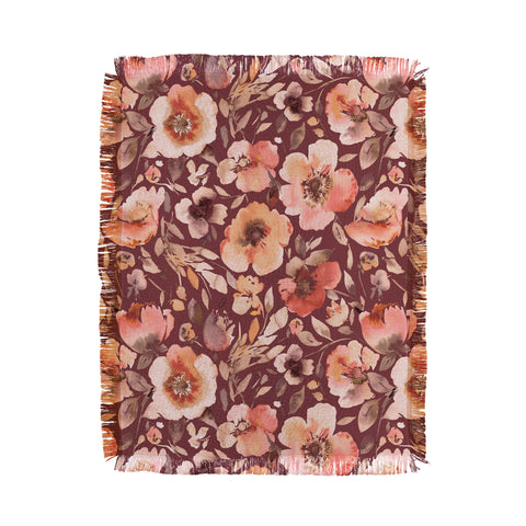 Ninola Design Artistic poppies Autumn Dark Red Throw Blanket