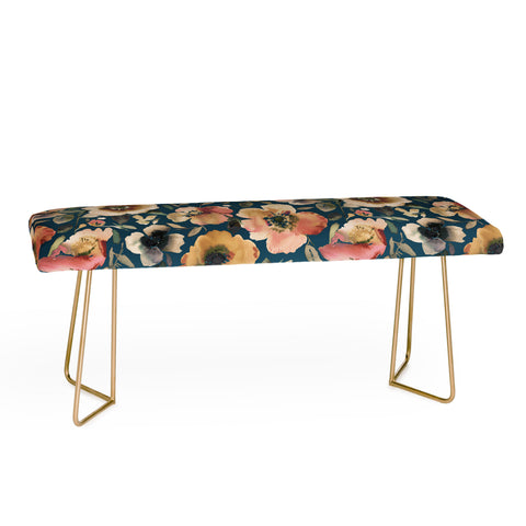 Ninola Design Artistic Poppies Midnight Blue Bench