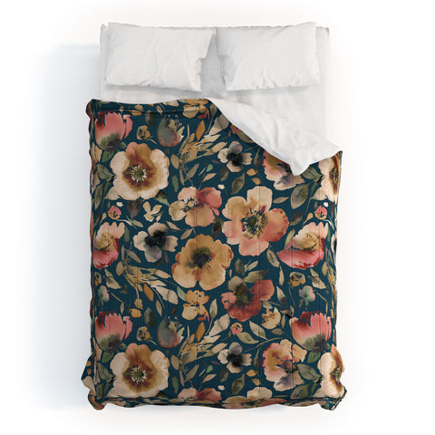 Ninola Design Artistic Poppies Midnight Blue Comforter