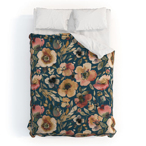 Ninola Design Artistic Poppies Midnight Blue Duvet Cover