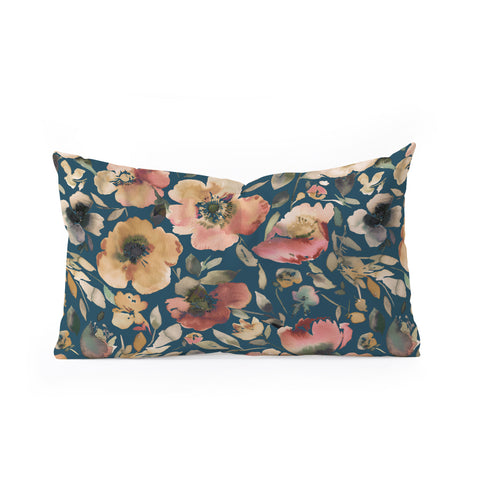 Ninola Design Artistic Poppies Midnight Blue Oblong Throw Pillow