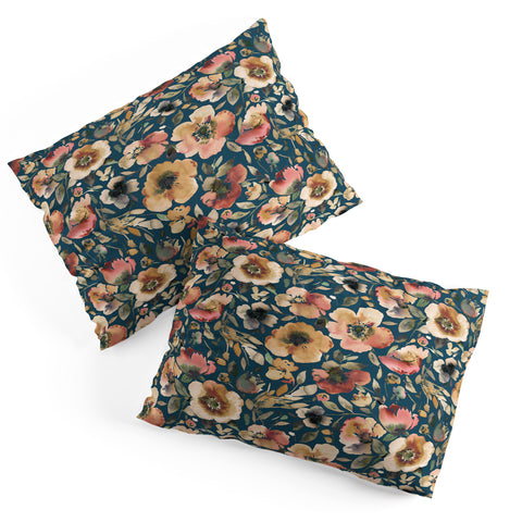 Ninola Design Artistic Poppies Midnight Blue Pillow Shams