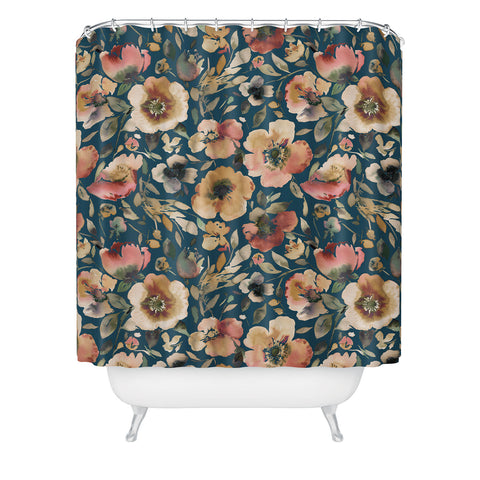 Ninola Design Artistic Poppies Midnight Blue Shower Curtain