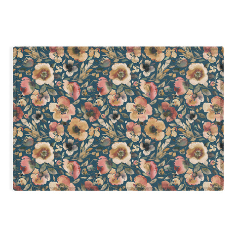 Ninola Design Artistic Poppies Midnight Blue Outdoor Rug