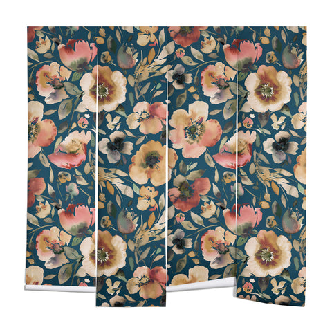 Ninola Design Artistic Poppies Midnight Blue Wall Mural