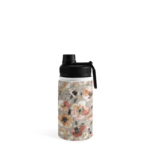 Ninola Design Artistic Poppies Neutral Grey Water Bottle