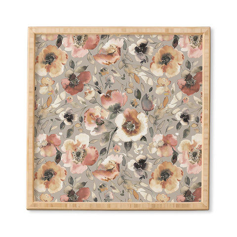 Ninola Design Artistic Poppies Neutral Grey Framed Wall Art