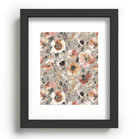 Ninola Design Artistic Poppies Neutral Grey Recessed Framing Rectangle