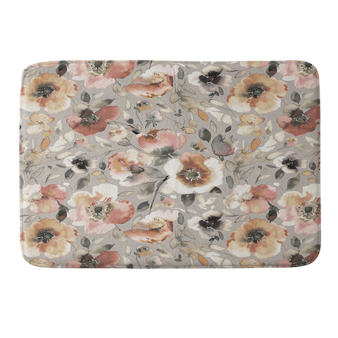 Ninola Design Artistic Poppies Neutral Grey Memory Foam Bath Mat