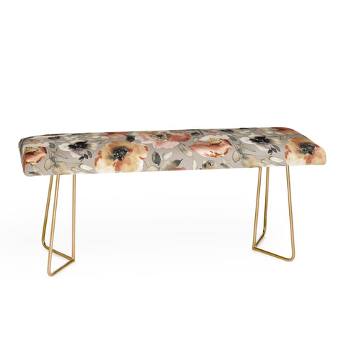 Ninola Design Artistic Poppies Neutral Grey Bench