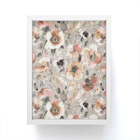 Ninola Design Artistic Poppies Neutral Grey Framed Mini Art Print