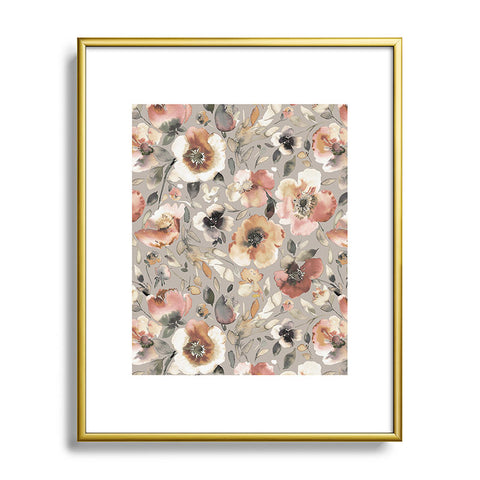 Ninola Design Artistic Poppies Neutral Grey Metal Framed Art Print
