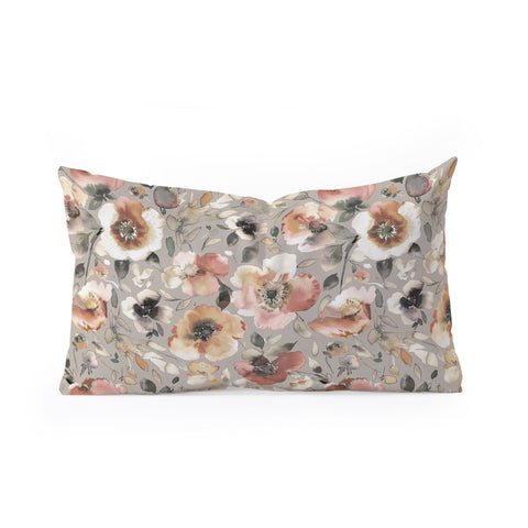 Ninola Design Artistic Poppies Neutral Grey Oblong Throw Pillow