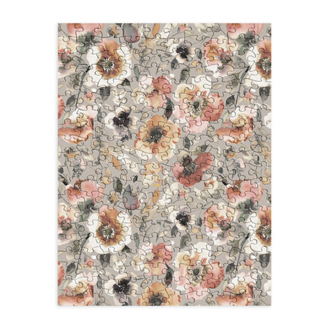 Ninola Design Artistic Poppies Neutral Grey Puzzle
