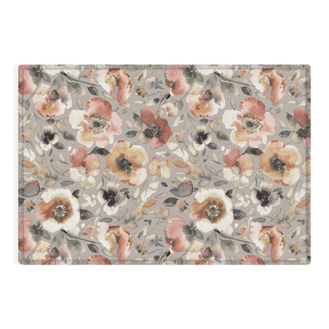Ninola Design Artistic Poppies Neutral Grey Outdoor Rug