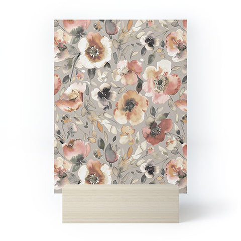 Ninola Design Artistic Poppies Neutral Grey Mini Art Print