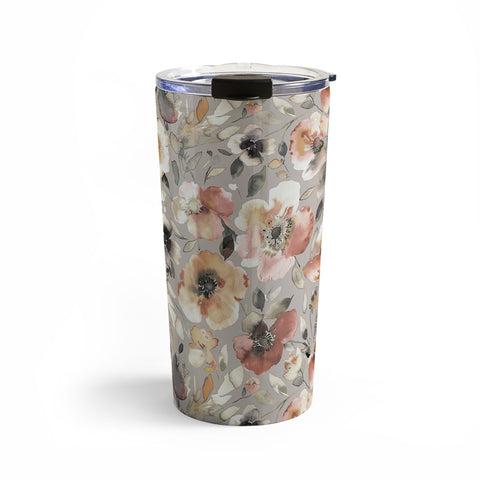Ninola Design Artistic Poppies Neutral Grey Travel Mug