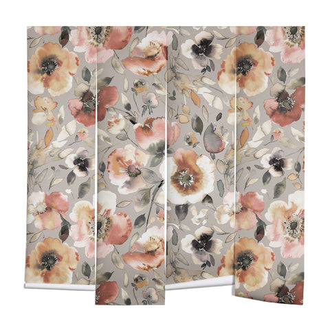 Ninola Design Artistic Poppies Neutral Grey Wall Mural