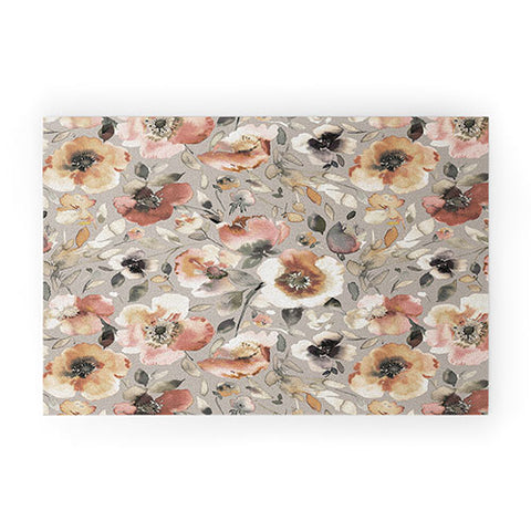 Ninola Design Artistic Poppies Neutral Grey Welcome Mat
