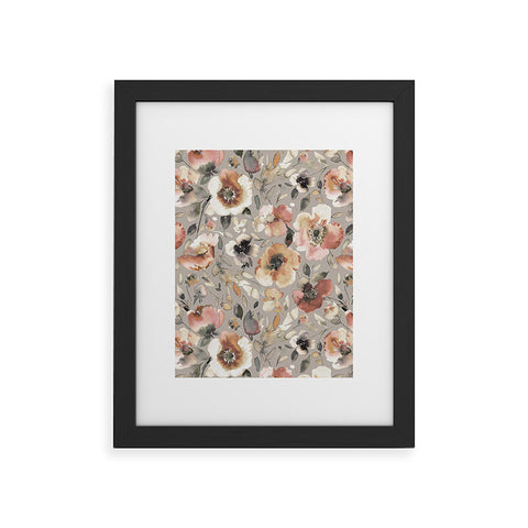 Ninola Design Artistic Poppies Neutral Grey Framed Art Print